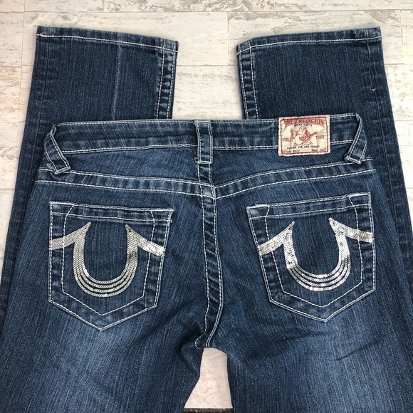 True Religion Billy Straight Leg Sequin Pocket Jeans - Picture 4 of 8